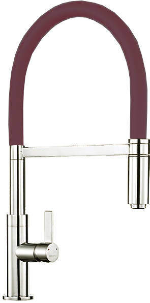 1810 Spirale Single Lever Rinser Kitchen Tap (Brushed Steel & Wine).