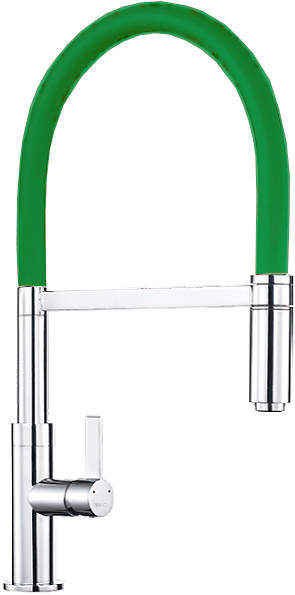 1810 Spirale Single Lever Rinser Kitchen Tap (Chrome & Green).