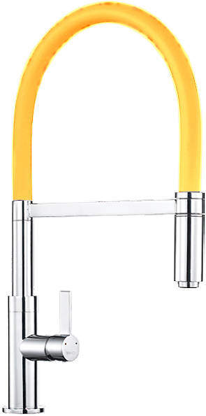 1810 Spirale Single Lever Rinser Kitchen Tap (Chrome & Yellow).