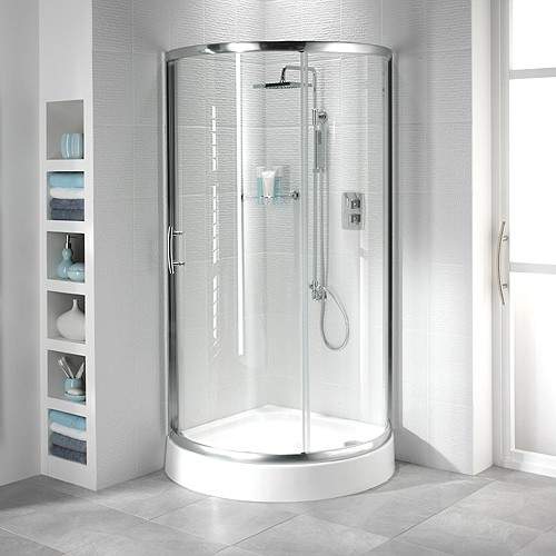 Bristan Java 950mm Quadrant Shower Enclosure & Tray (Sliding Door, Silver).