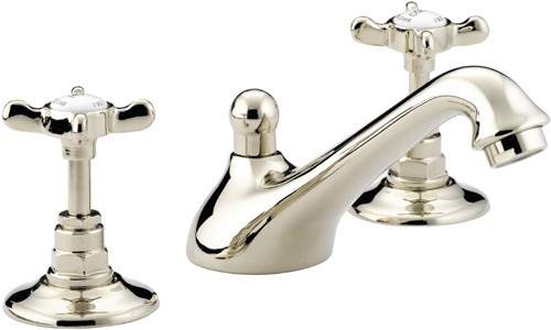 Bristan 1901 Three Hole Basin Mixer Tap & Pop Up Waste, Gold Plated. N3HBASGCD