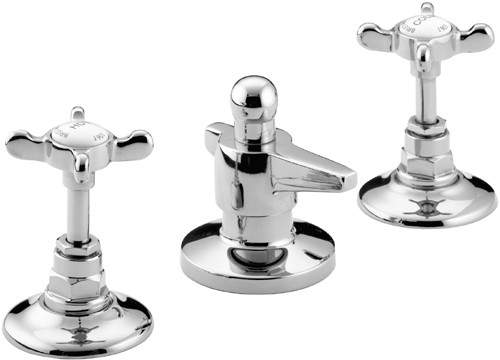 Bristan 1901 Three Hole Bidet Mixer Tap & Pop Up Waste, Chrome Plated.