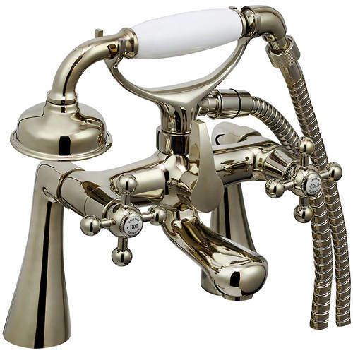 Bristan Regency Bath Shower Mixer Tap With Tall Pillars (Gold).