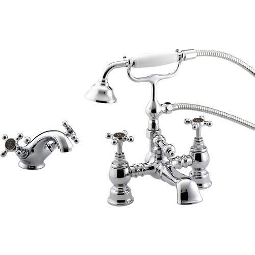 Bristan Trinity Mono Basin & Bath Shower Mixer Taps Pack (Chrome).