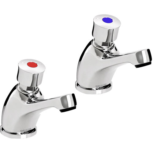 Bristan Commercial Timed Flow Soft Touch Basin Taps (Pair, Chrome).