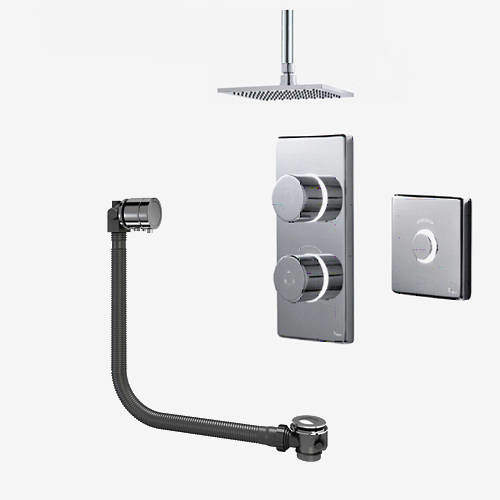 Digital Showers Digital Shower Pack, Bath Filler, Remote & Square Head (LP)