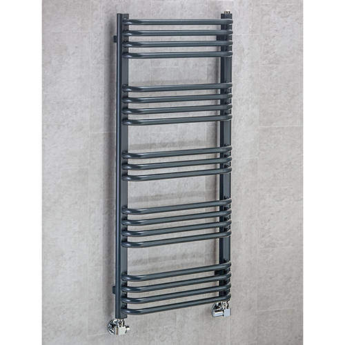 Colour Heated Towel Rail & Wall Brackets 1100x600 (Anthracite Grey).