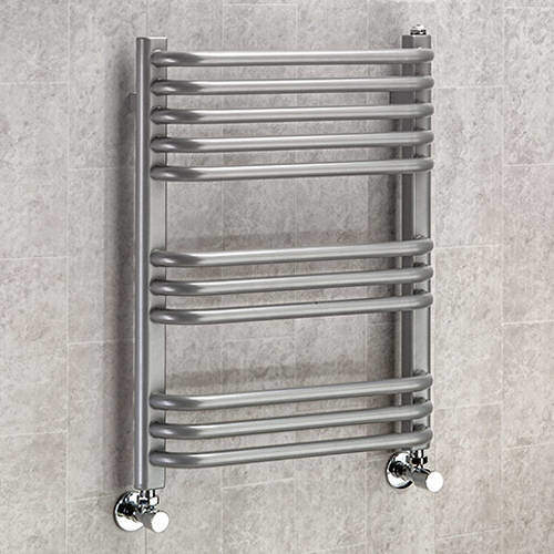 Colour Heated Towel Rail & Wall Brackets 620x600 (Grey Aluminium).