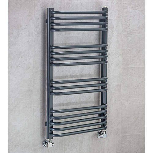 Colour Heated Towel Rail & Wall Brackets 900x600 (Anthracite Grey).