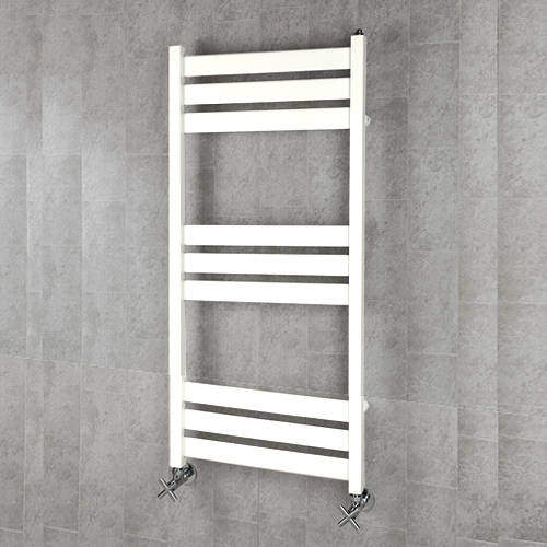 Colour Heated Towel Rail & Wall Brackets 1080x500 (Pure White).