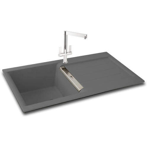 Carron Phoenix Java 90 Single Bowl Granite Inset Sink 860x510mm (Graphite).