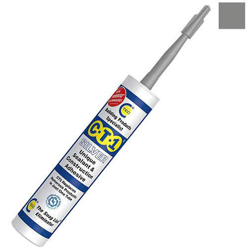 CT1 12 x Sealant & Construction Adhesive (12 Tubes, Silver Colour).