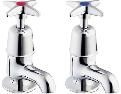 Deva Cross Handle Pillar Basin Taps With Short Spouts (Pair).