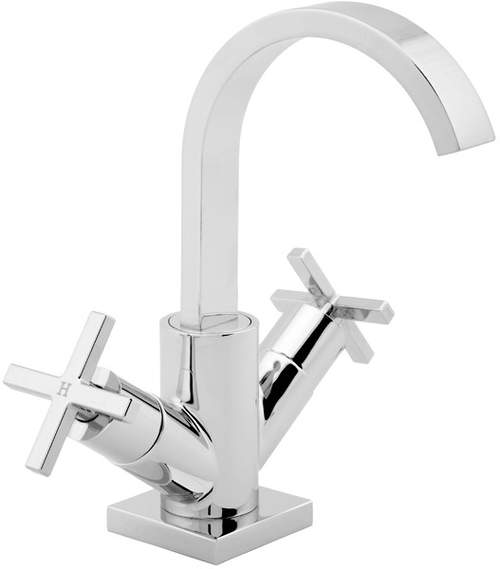 Deva Crux Mono Basin Mixer Tap With Swivel Spout & Pop Up Waste (Chrome).