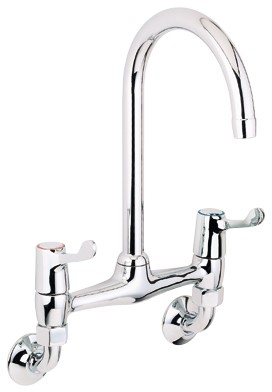 Deva Lever Action 3" Lever Bridge Sink Tap, Wall Mounted.