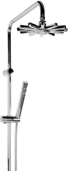 Deva Shower Kits Modern Rigid Riser Kit With 9" Head And Handset (Chrome).