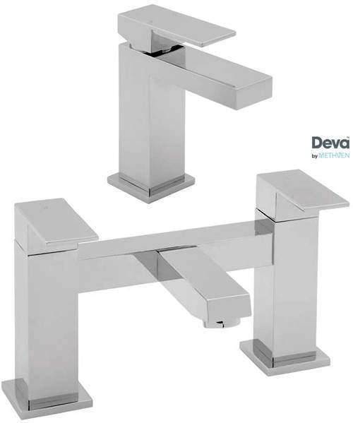 Deva Savvi Basin & Bath Filler Tap Set (Chrome).