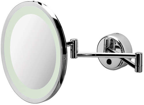 Geesa Hotel Swing arm Mirror with light. 240mm round.