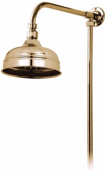 Vado Westbury Traditional rigid riser in gold with 6" shower head.