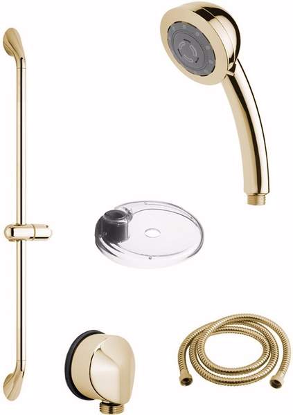 Vado Shower 600mm I-Class multi function slide rail kit, high pressure, gold.