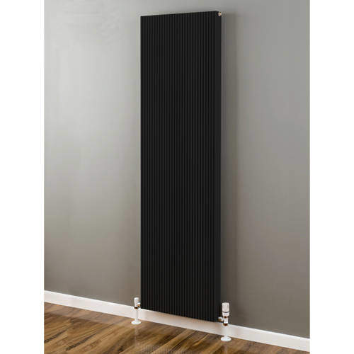 EcoHeat Hadlow Vertical Aluminium Radiator 1526x560 (Jet Black).