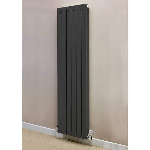 EcoHeat Saxon Vertical Aluminium Radiator & Brackets 1446x500 (Olive).