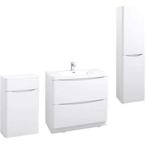 Italia Furniture Bali Bathroom Furniture Pack 09 (Gloss White).