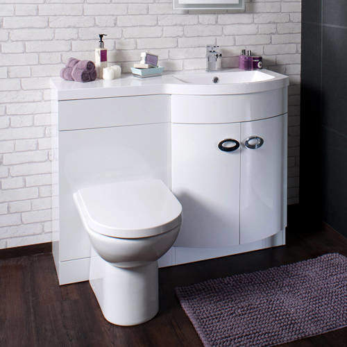 Italia Furniture Vanity Unit Pack With BTW Unit & White Basin (RH, White).