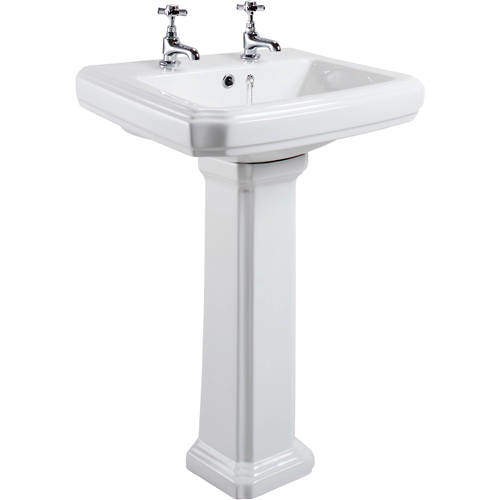 Oxford Cromford Traditional Basin & Pedestal (2 Tap Holes).