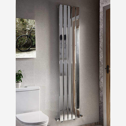 Oxford Motif Vertical Flat Panel Radiator 1800x376mm (Chrome).