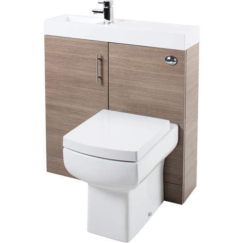 Italia Furniture Cube Plus Pack With Oak Vanity, BTW Unit & Basin (LH).