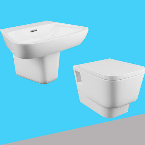 Oxford Dearne Bathroom Suite With Wall Hung Pan, Basin & Semi Pedestal.