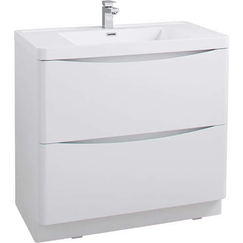 Italia Furniture 900mm Vanity Unit With Basin (White Ash).