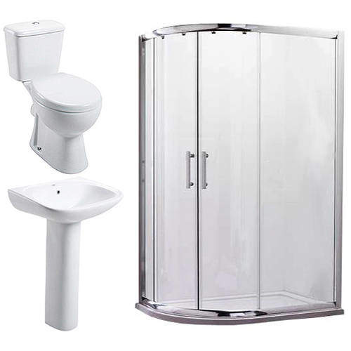 Oxford En Suite Bathroom Pack With 1000x800mm Offset Enclosure (LH, 6mm).