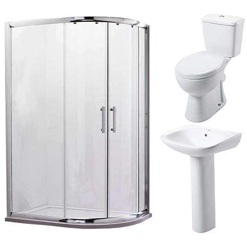 Oxford En Suite Bathroom Pack With 1200x800mm Offset Enclosure (RH, 6mm).