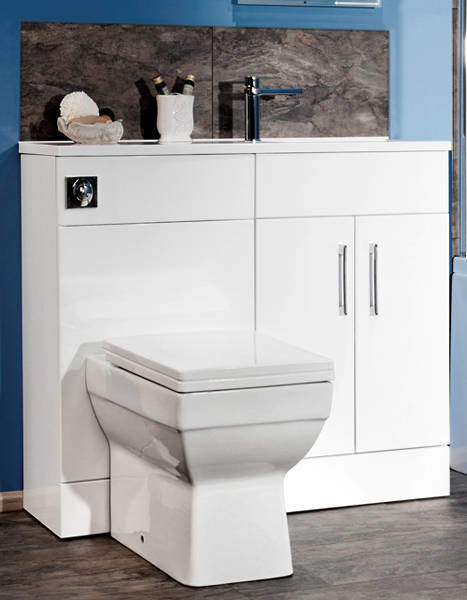 Italia Furniture Slimline Pack With White Vanity, BTW Unit & Basin (RH).