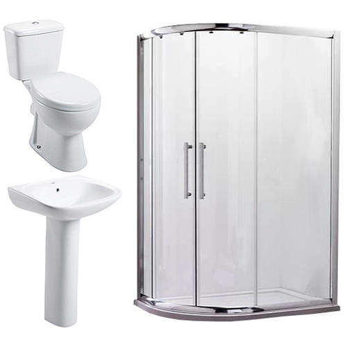 Oxford En Suite Bathroom Pack With 1200x800mm Offset Enclosure (LH, 8mm).