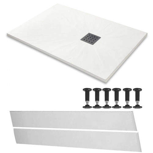 Slate Trays Rectangular Easy Plumb Shower Tray & Waste 1400x900 (White).