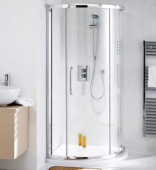 Lakes Classic 910mm Corner Shower Enclosure, Slider Door & Tray (Silver).