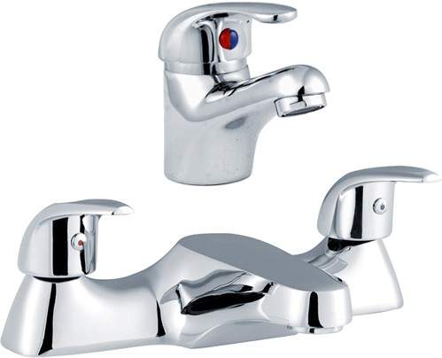 Crown D-Type Basin & Bath Filler Tap Set (Chrome).