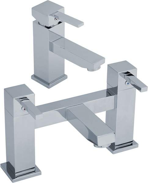 Crown Series L Basin & Bath Filler Tap Set (Chrome).