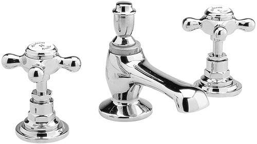 Hudson Reed Topaz 3 tap hole basin mixer + free pop up waste