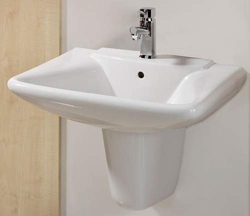 Maya 1 Tap Hole Basin with Semi Pedestal.