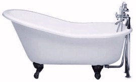 Roll Top Salisbury small slipper bath with black feet. 1550mm.