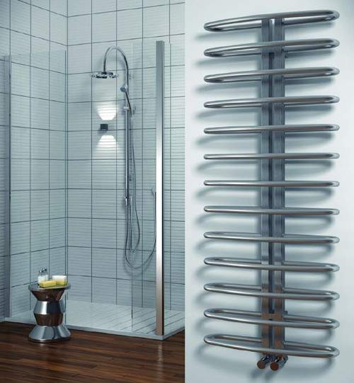 Reina Radiators Spica Towel Radiator (Satin Stainless Steel). 1040x520.