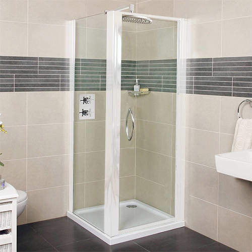 Roman Collage Shower Enclosure With Pivot Door (700x800mm, White).