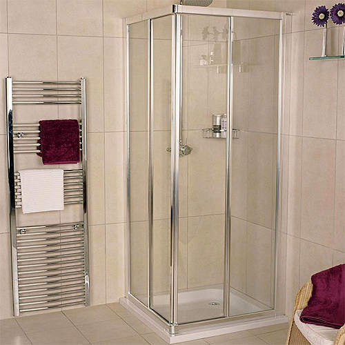 Roman Collage Corner Entry Shower Enclosure (900x900mm, Silver).