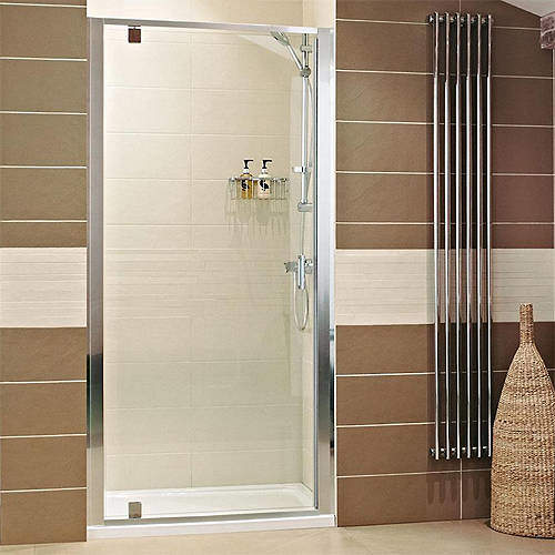 Roman Lumin8 Pivot Shower Door (760mm, Silver Frame).