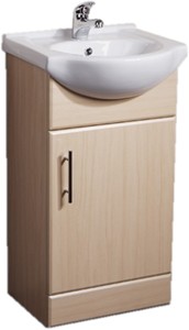 Roma Furniture 450mm Beech Vanity Unit, Ceramic Basin, Fully Assembled.