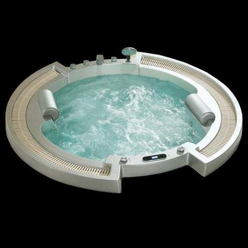 Hydra Large Sunken Whirlpool Bath With Head Rests. 2100x1950.